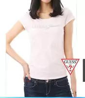 tee shirt mujer guess short sleeve genereux cotton 2013 france sm simple pink